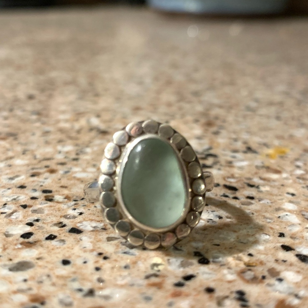 Sterling silver sea glass ring size 7